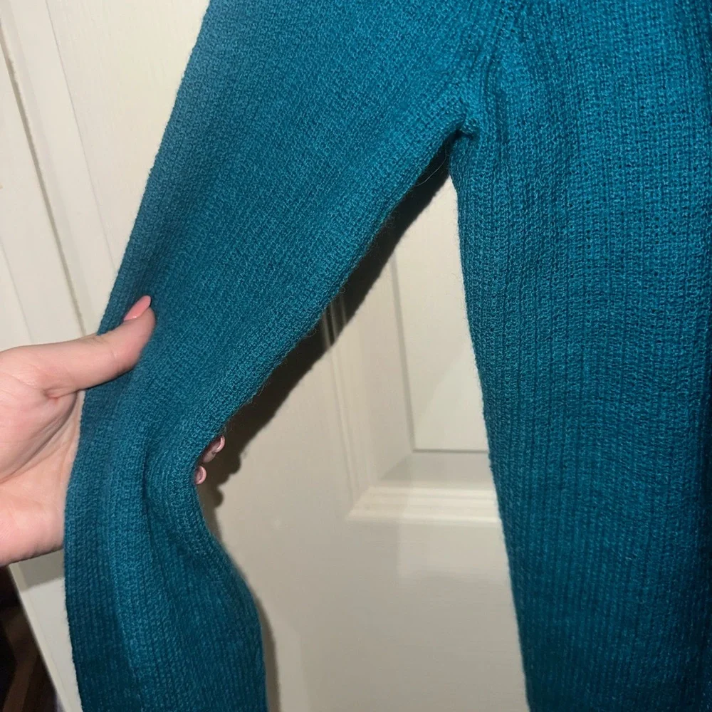 Eileen Fisher Blue Teal Royal Alpaca Women's Open Cardigan
